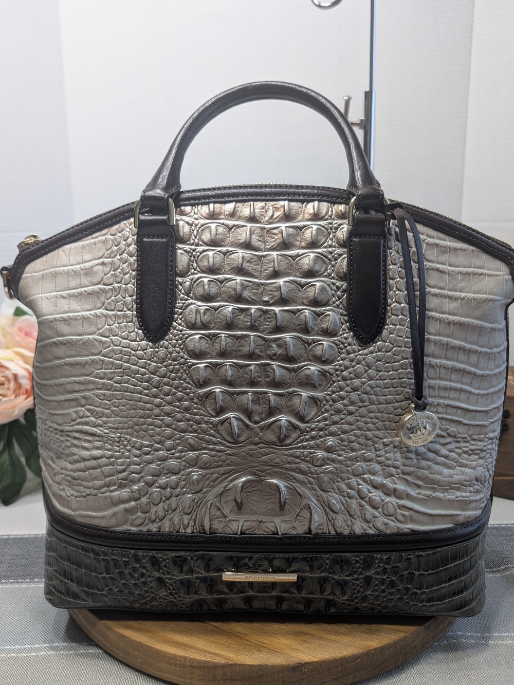 Brahmin LG Leather Duxbury Silver Lining Windemere Satchel